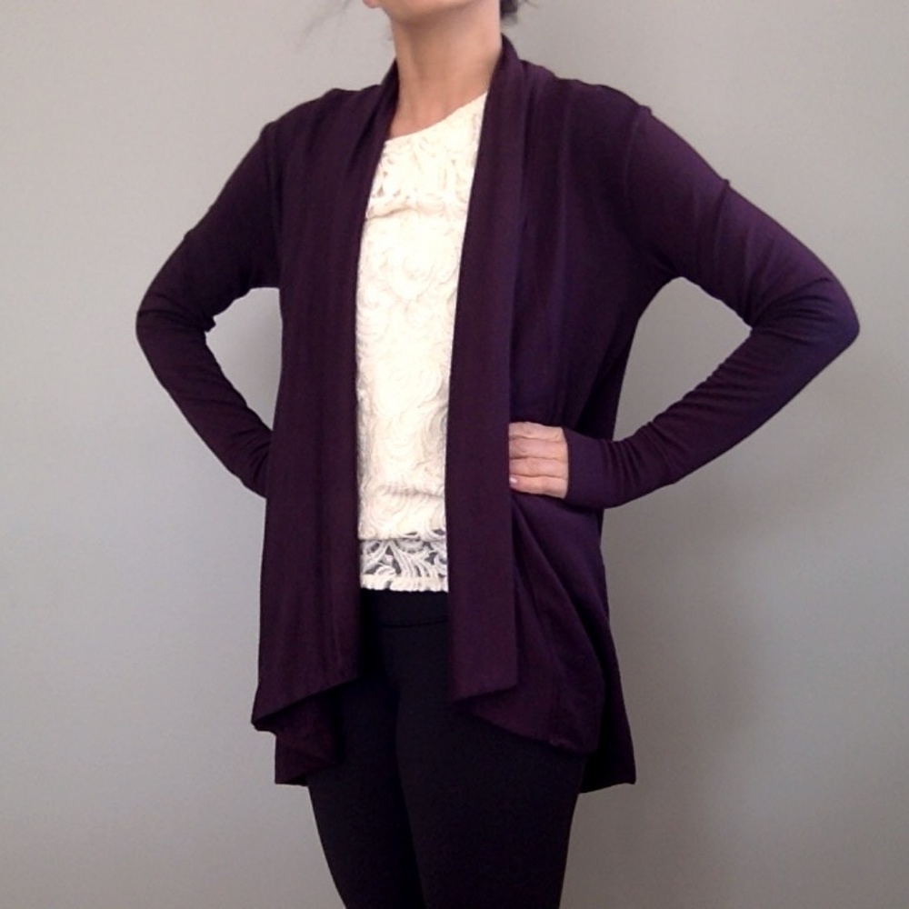 Eggplant purple open cardigan